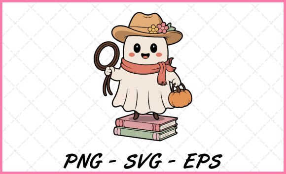 Cowboy Ghost SVG Clipart: A Playful Embroidery Design for Creative Projects