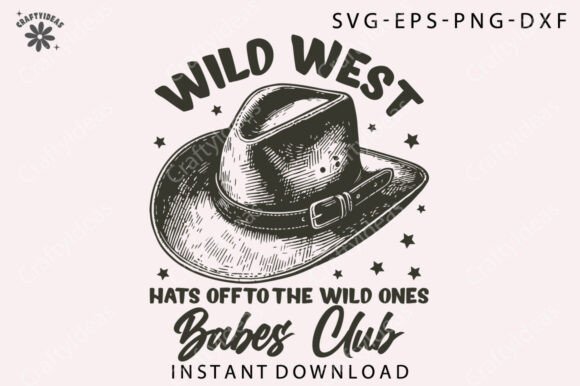 Wild West Babes Club PNG: A Rustic Embroidery Design for Real Projects